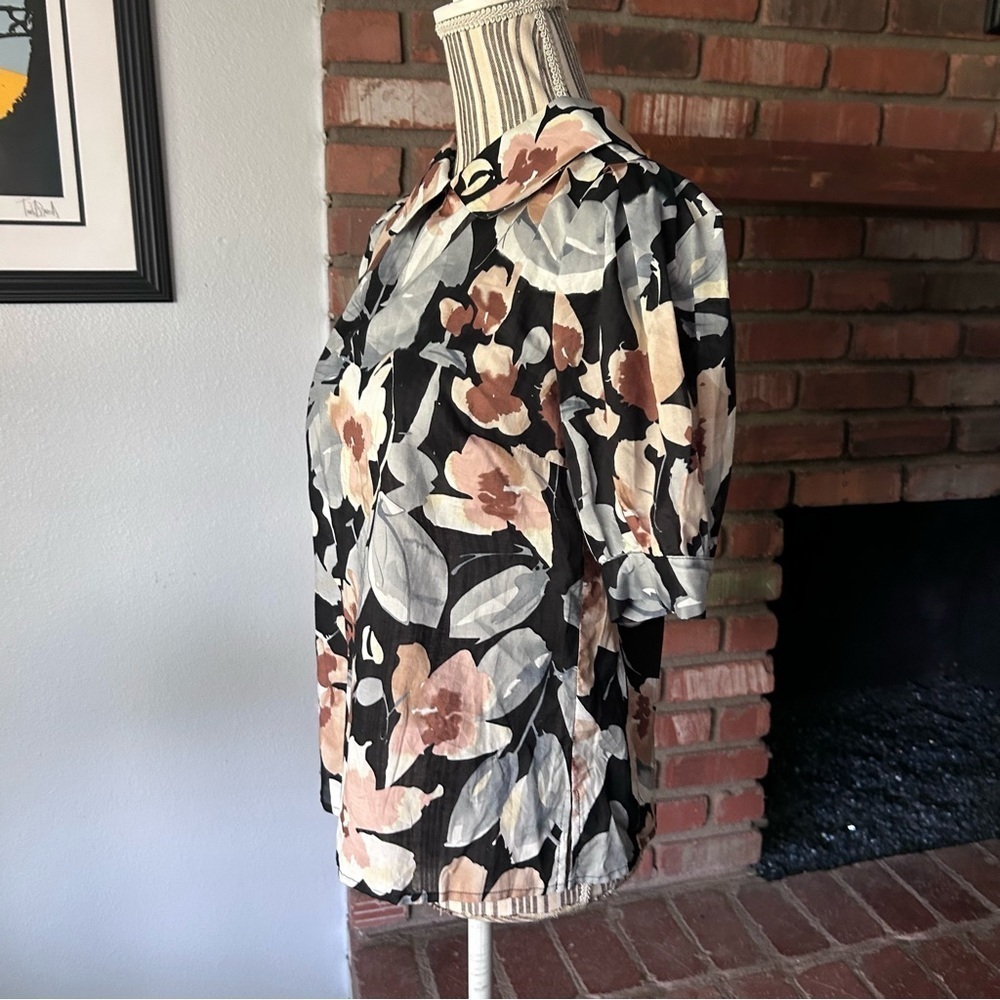 Archerie Peter Pan Collar Floral Print Cotton Blouse Sz 2 - Picture 3 of 8